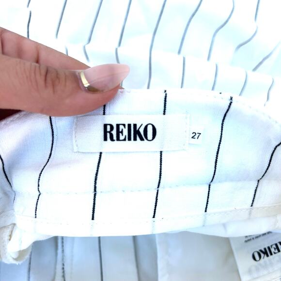 New Anthropologie Reiko Cigarette Fit Lizzy Fancy Pants White Striped 27 - Picture 3 of 11